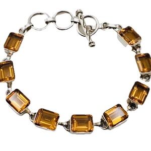 Elegant Color Change Diaspore Bracelet Emerald Cut Green/Brown Gems Sterling 925